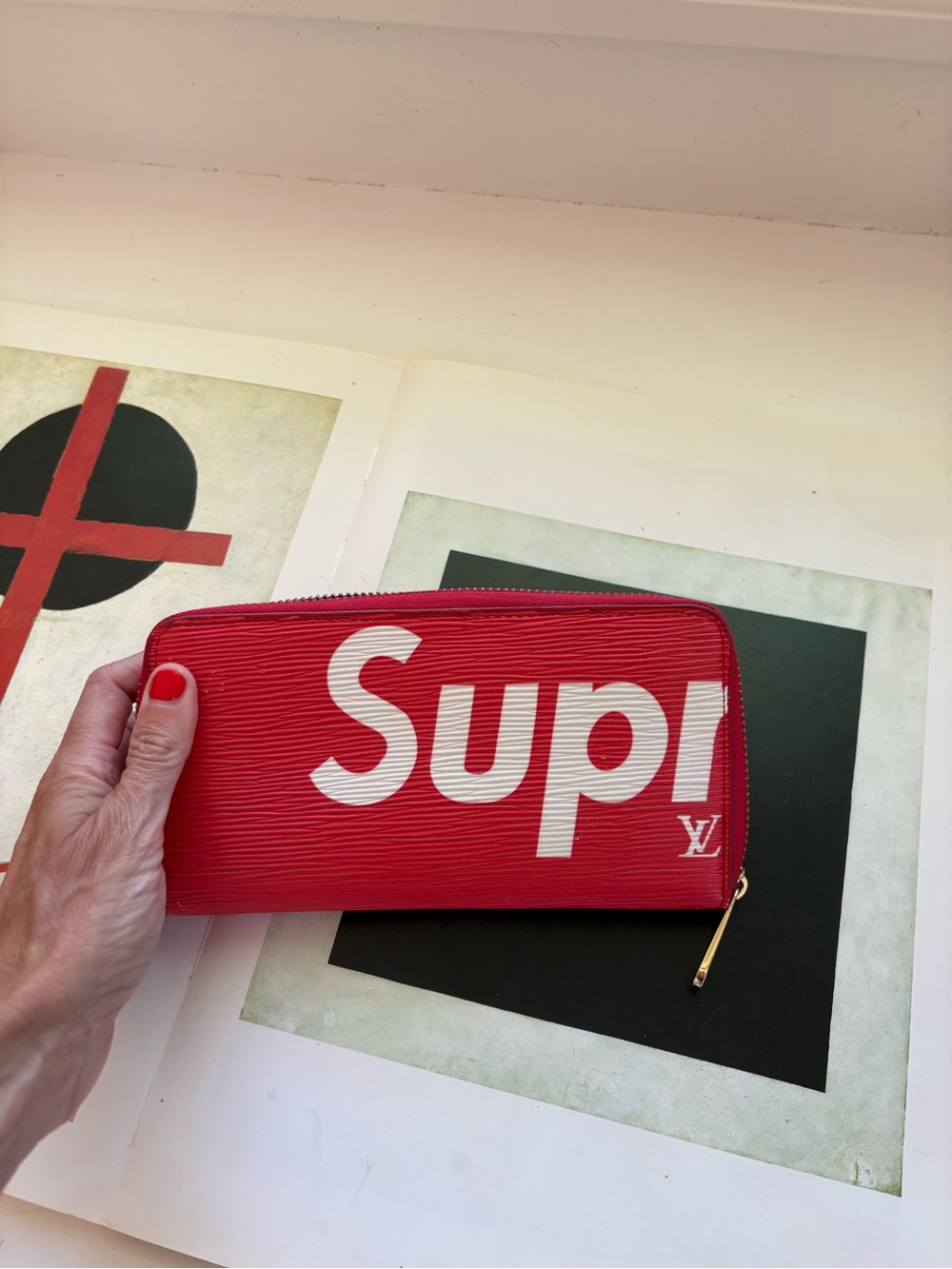 Louis Vuitton x Supreme Red Epi Leather Zip Wallet
